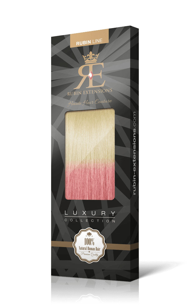 OMBRÉ LINE Hellblond & Pink Clip-in Remy Hair Extensions