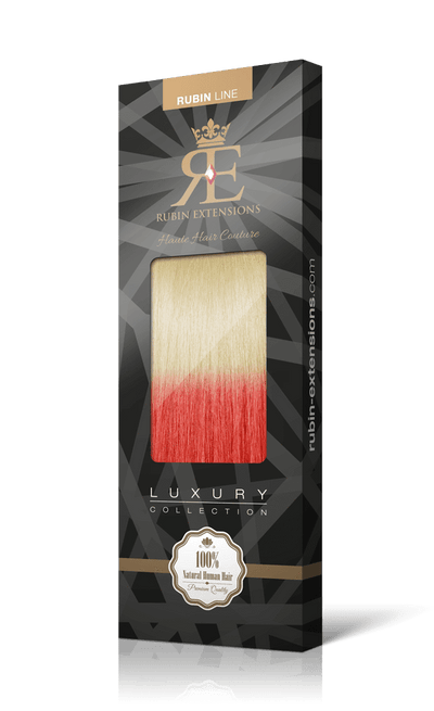 OMBRÉ LINE Hellblond & Rubin Rot Clip-in Hair Extensions