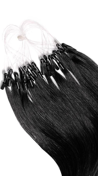 Eine schonende Methode der Haarverlängerung - Schwarz Farbe